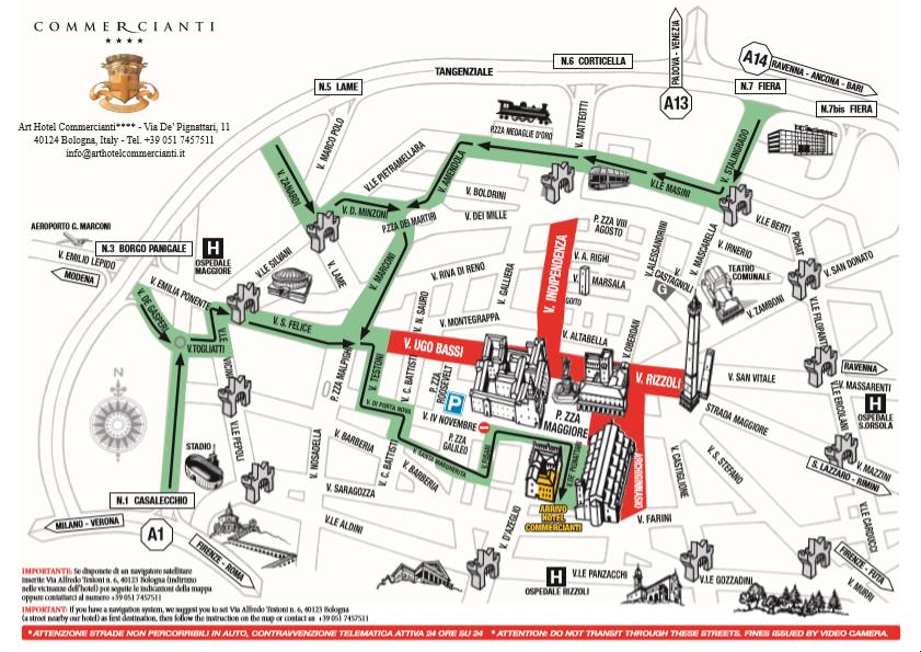 Map  Art Hotel Commercianti Bologna